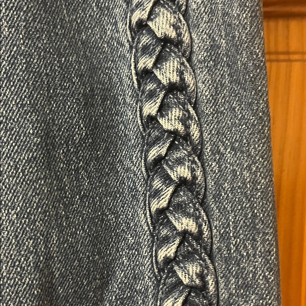 Old Navy Women's Blue Flare Jeans with Side Pattern